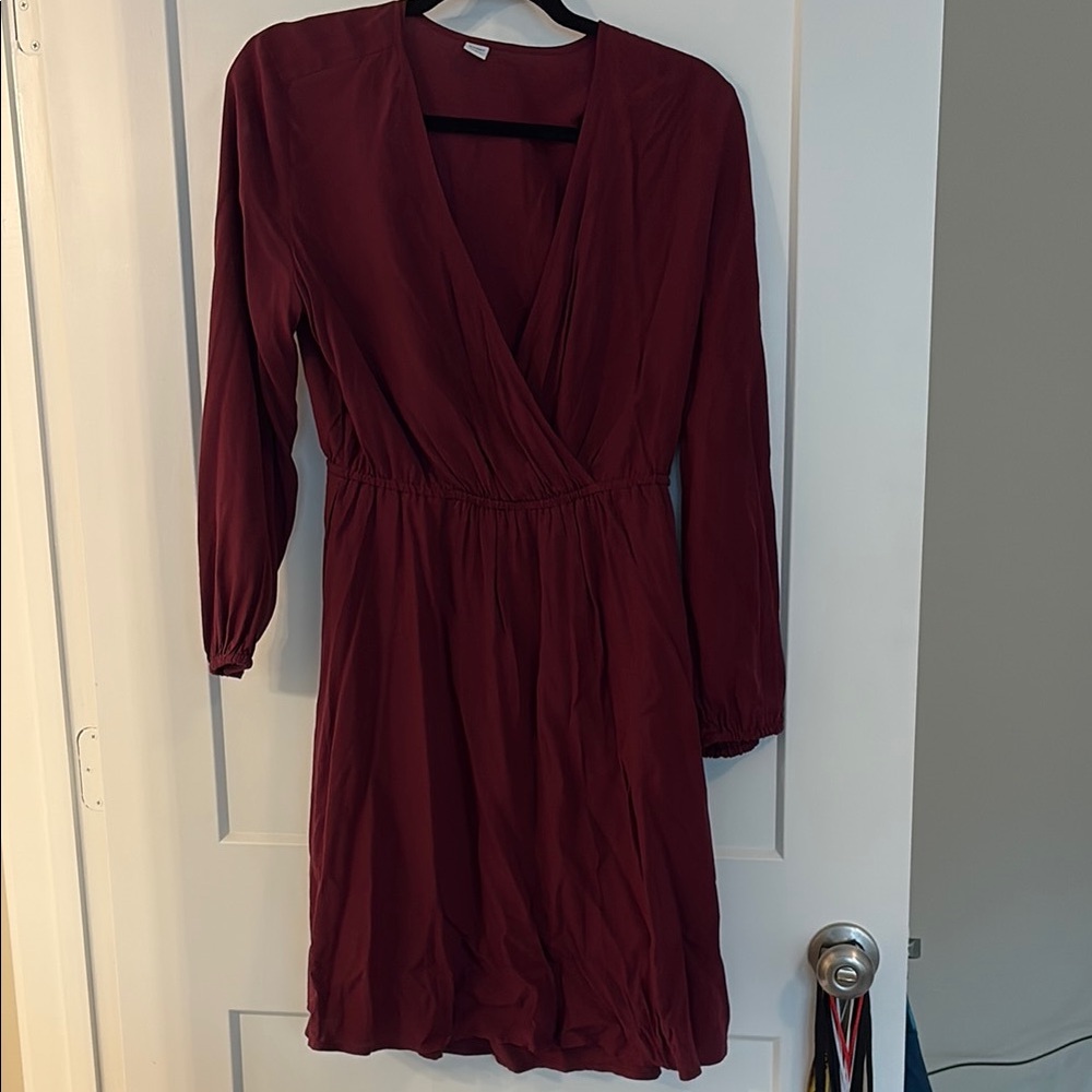 Old Navy Red Pleated Wrap Dress